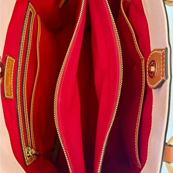 Dooney & Bourke Blush Pink Leather Tote with Brown Braided Handles - Picture 4 of 5